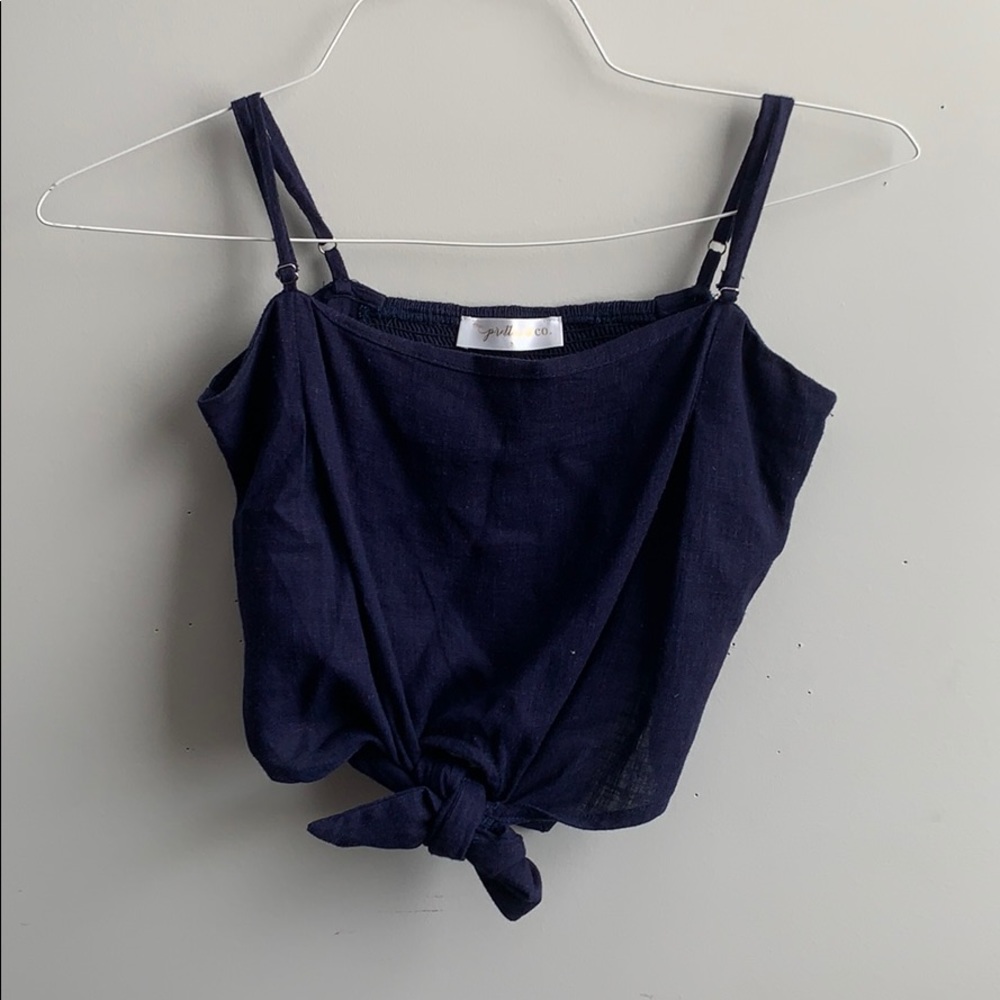 Navy Blue Linen Tank
